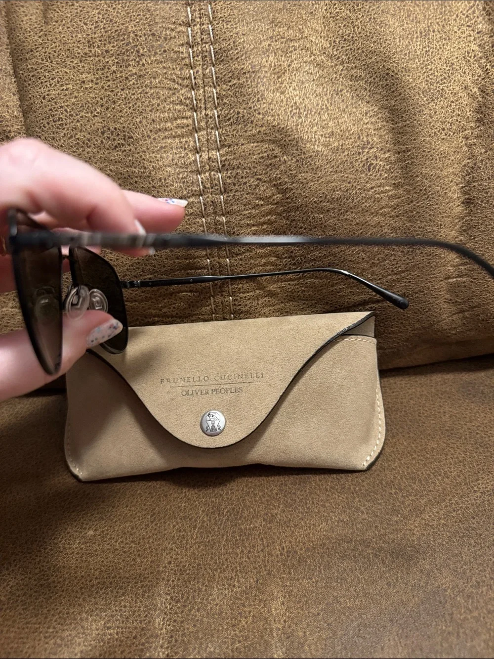 Brunello Cucinelli x Oliver Peoples Disoriano Aviator Sunglasses with Case